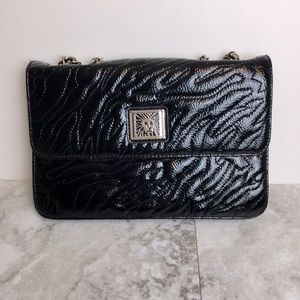 Anne Klein Quilted Patent Vegan Leather Chain Strap Versatile Shoulder Bag